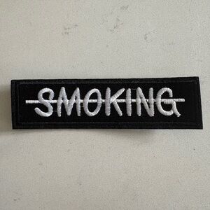 Smoking Slash Black and White Embroidered Patch